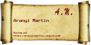 Aranyi Martin névjegykártya