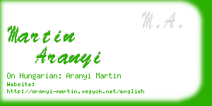 martin aranyi business card